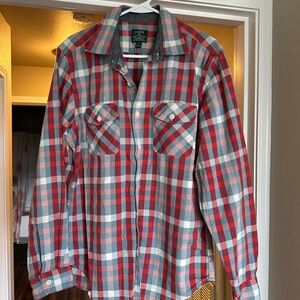 J. Crew NWOT Men’s Red and Blue/Gray Plaid Heavyweight Flannel